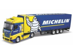 Mercedes Benz Actros Gigaspace  'michelin"' - Street Fire Haulers With Trailer 1:43 Geel/blauw