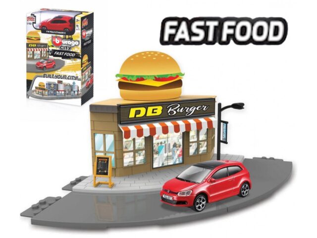 BBURAGO CITY FAST FOOD + 1 CAR 'BUILD YOUR CITY' "kit"