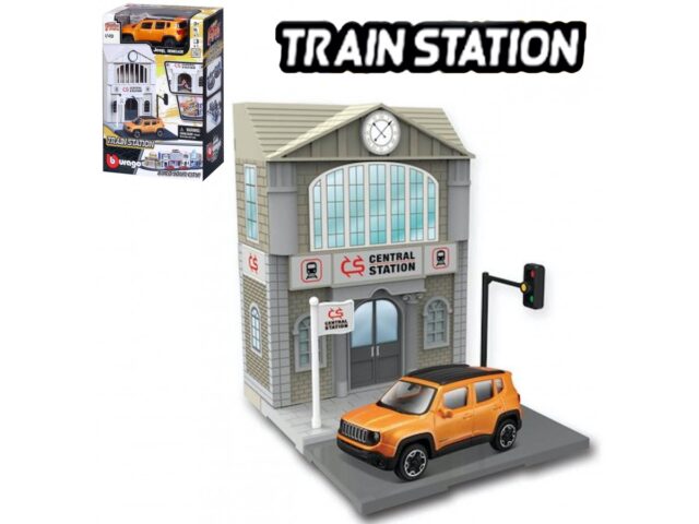 BBURAGO CITY TRAIN STATION + 1 CAR 'BUILD YOUR CITY' "kit"