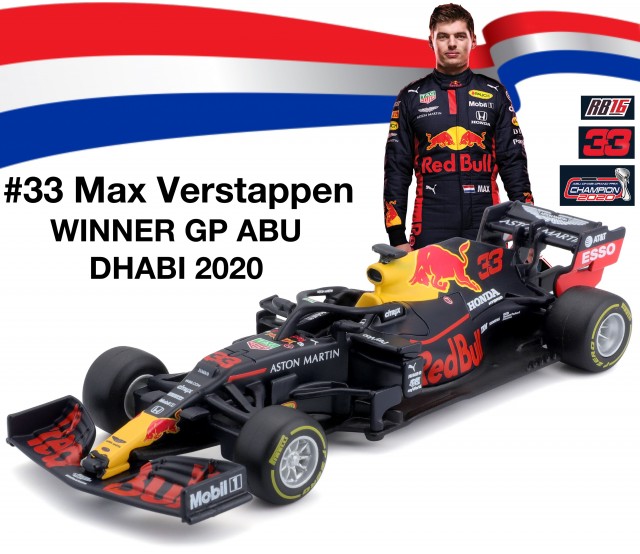 Meander Chemicus Altijd Red Bull Honda RB16 #33 Max Verstappen winnaar GP Abu Dhabi 2020 modelauto 1:43  | Bburago Nederland
