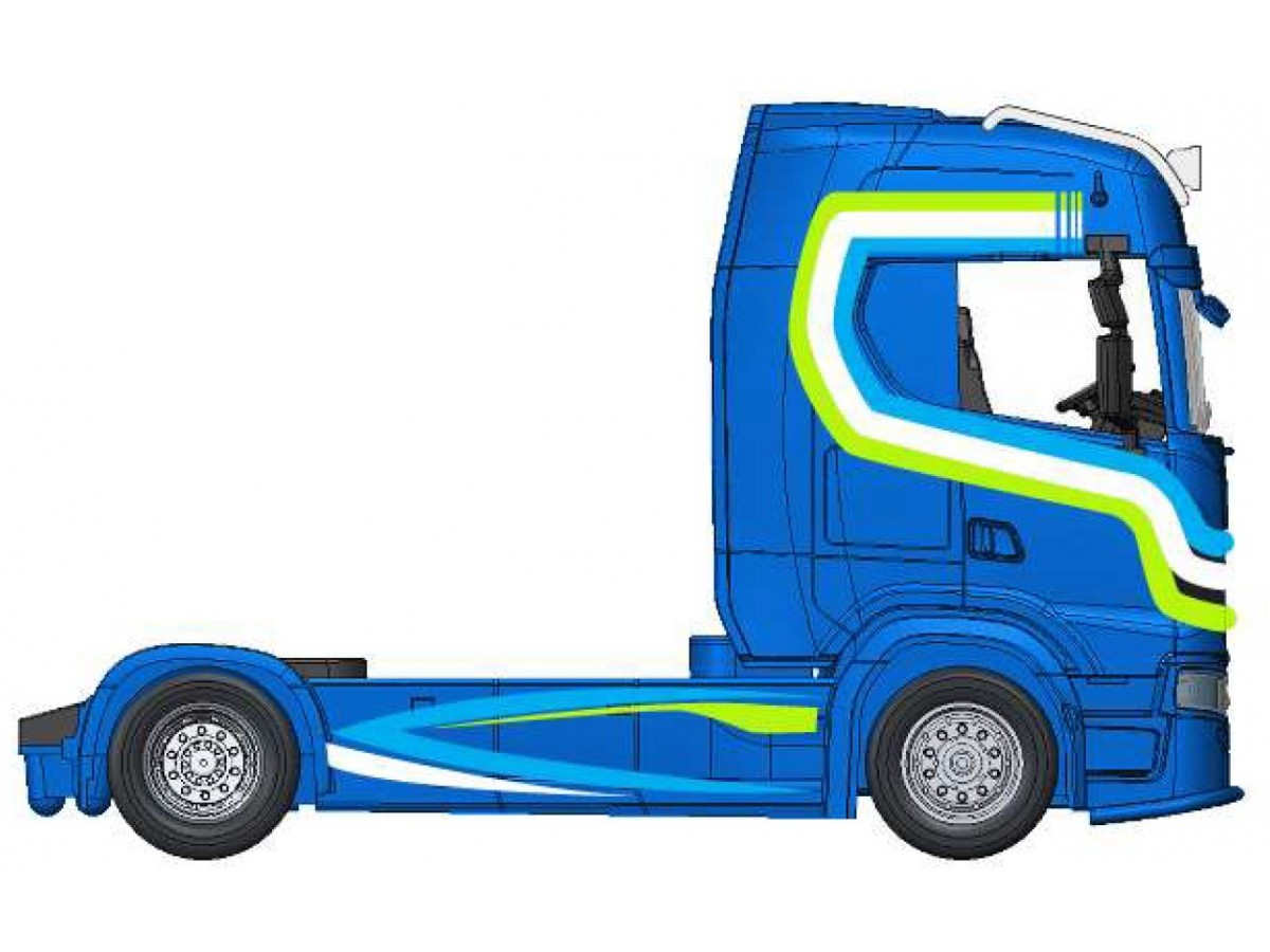 Scania S730 Highline Cab 1:43 Blauw/wit/groen | Bburago Nederland