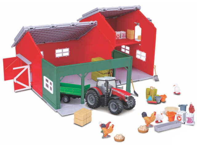 BBURAGO FARMLAND PLAYSET - FARM SHED WITH MASSEY FERGUSON TRACTOR