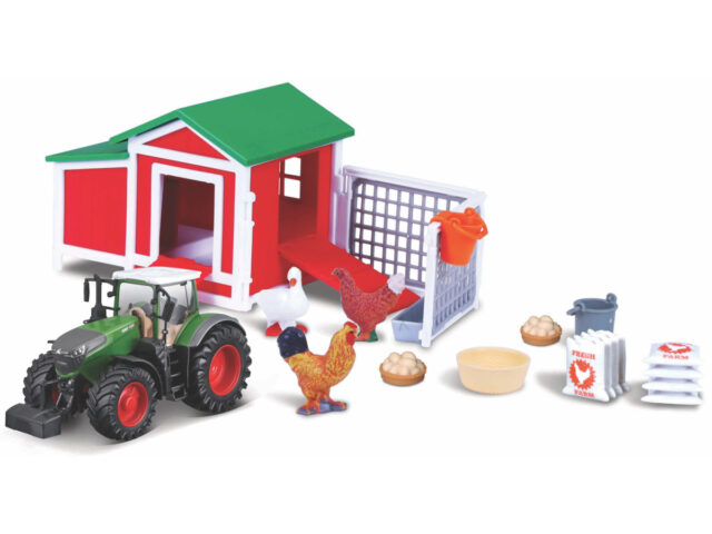 BBURAGO FARMLAND PLAYSET - CHICKEN COOP WITH FENDT 1050 TRACTOR