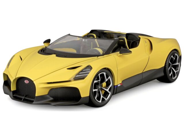 Bugatti W16 Mistral Cabriolet 1:18 Geel/zwart
