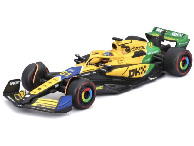 Mclaren Mcl 38 #81 Oscar Piastri 2nd Monaco Gp - Senna 30th Anniversary Livery 2024 With Helmet 1:43 Geel/groen/blauw